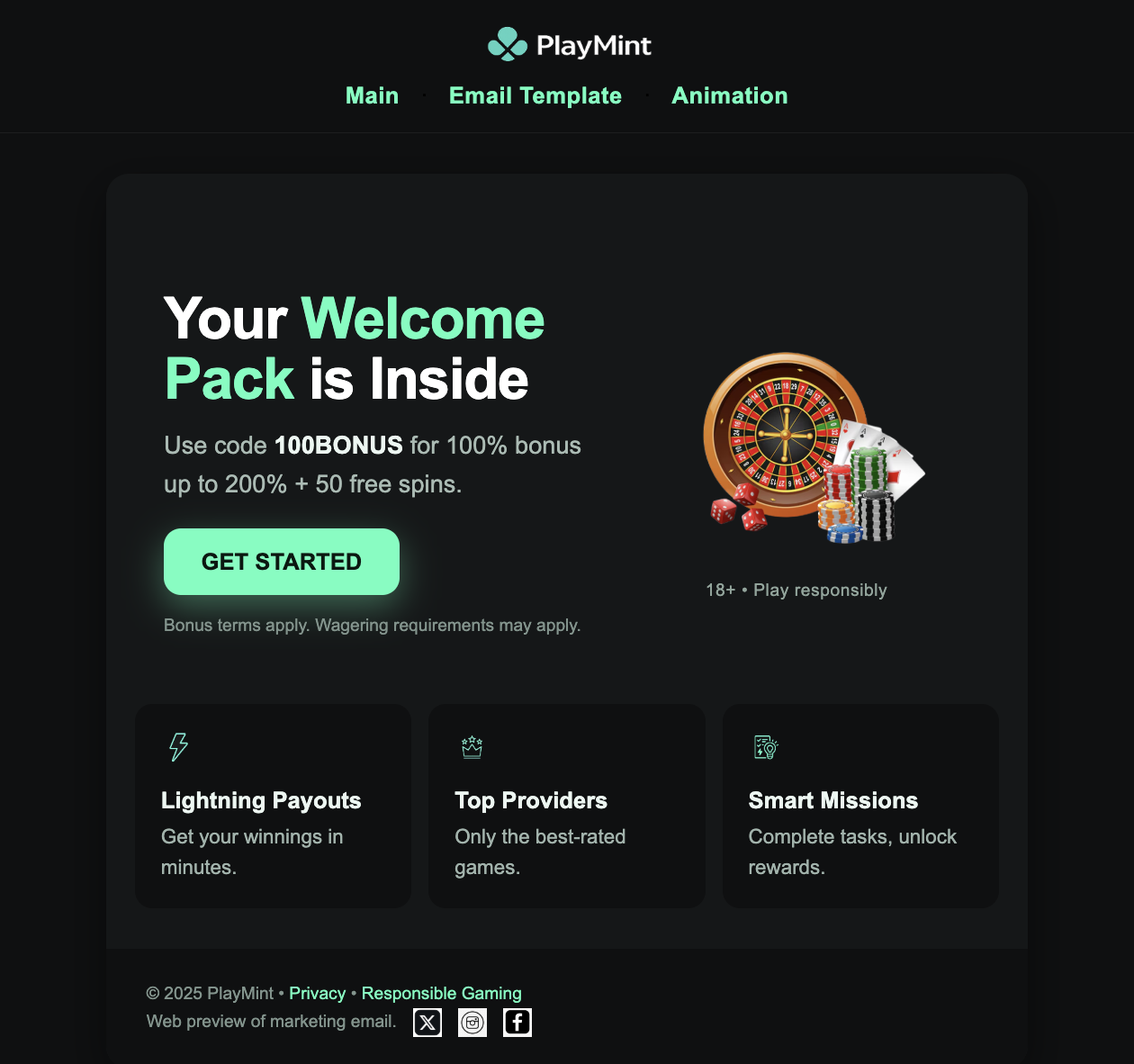 Responsive HTML email: Welcome Pack preview