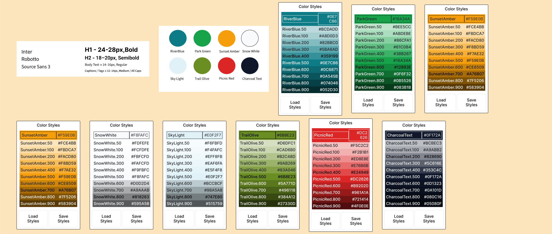 Color palette and components