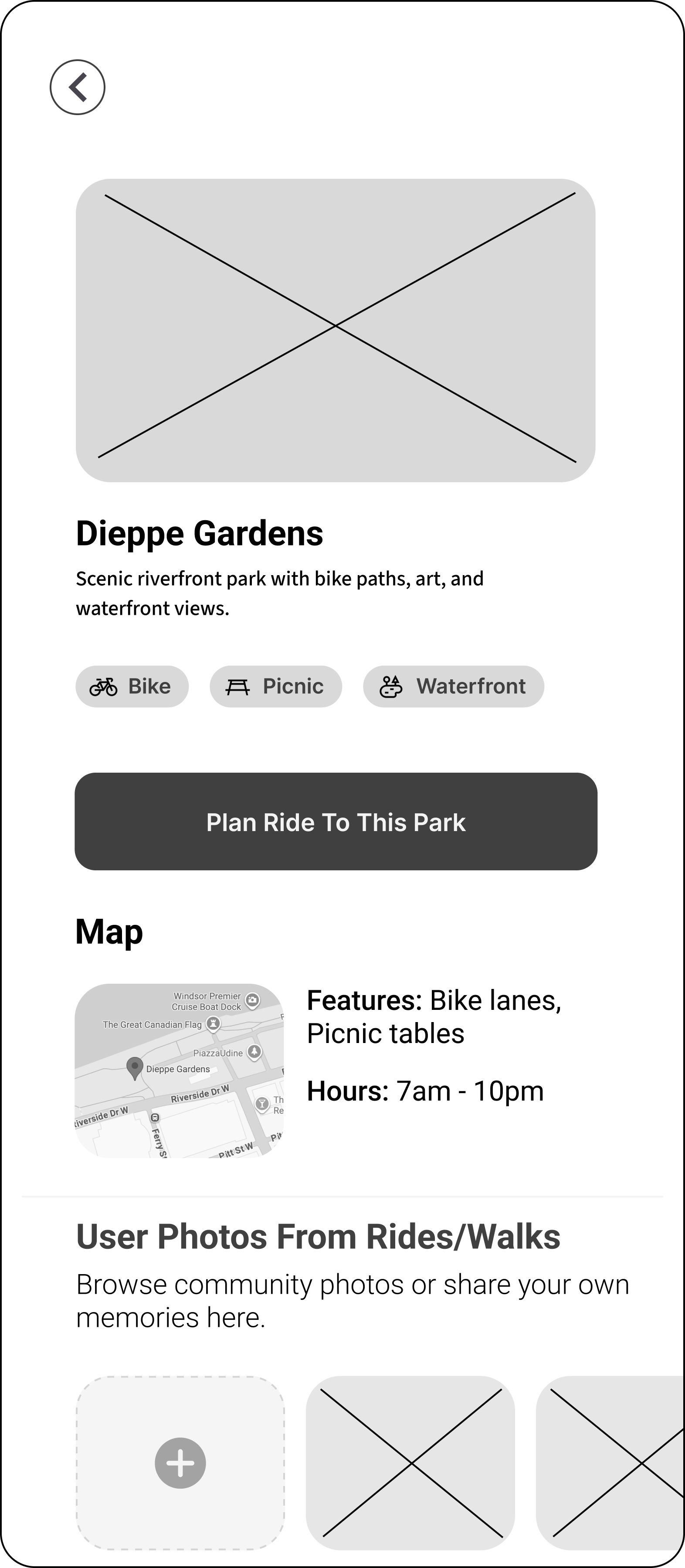 Wireframe 3: Park Detail
