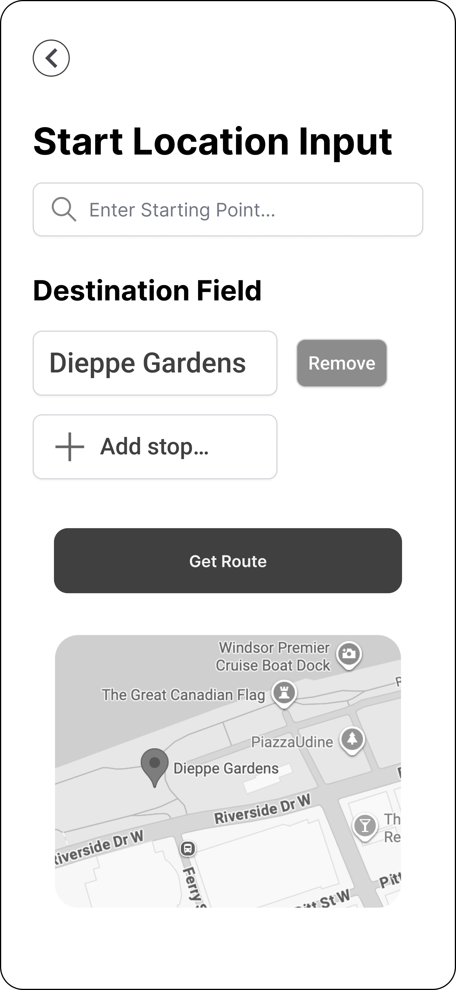 Wireframe 4: Route Planner