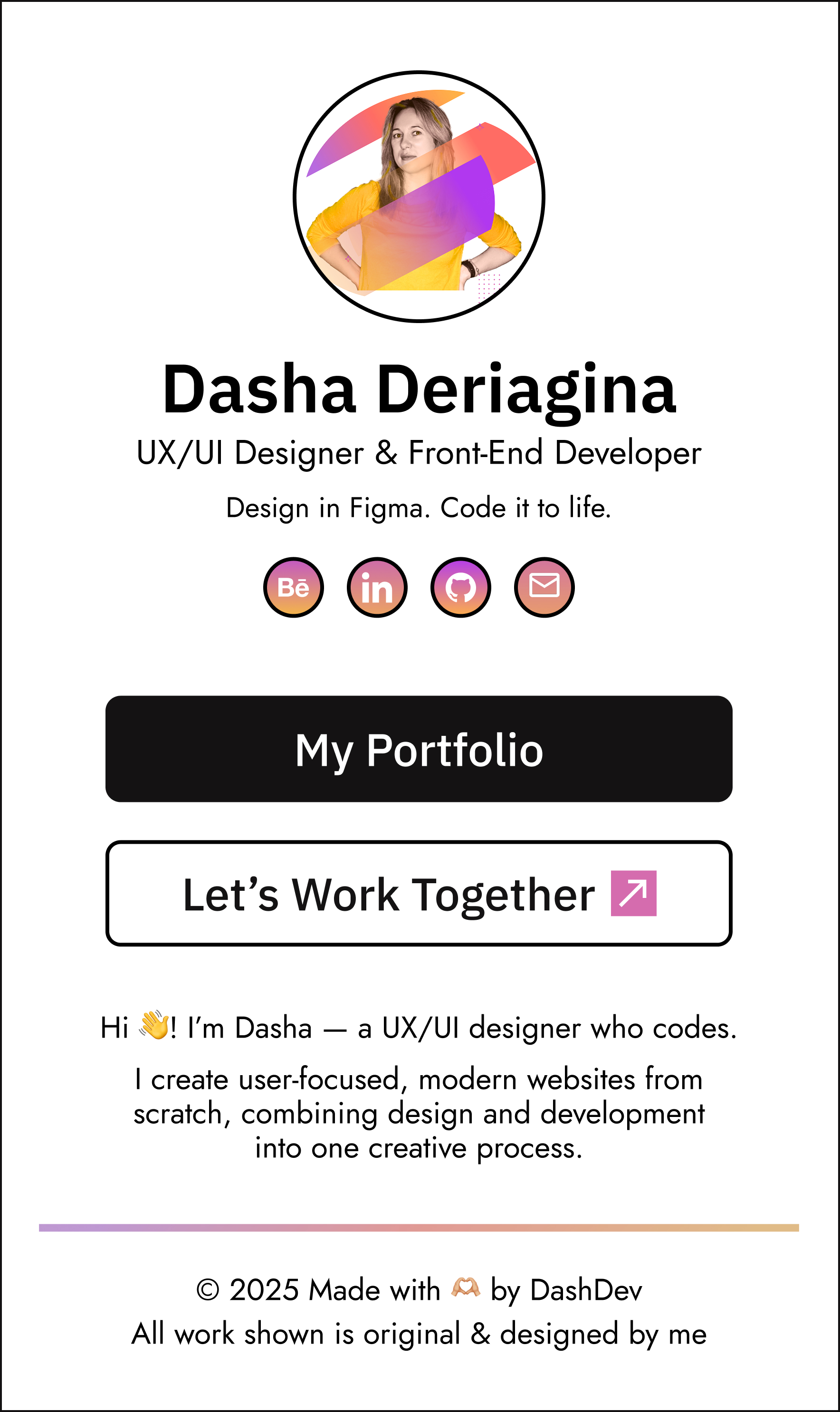 Structured layout for link in bio