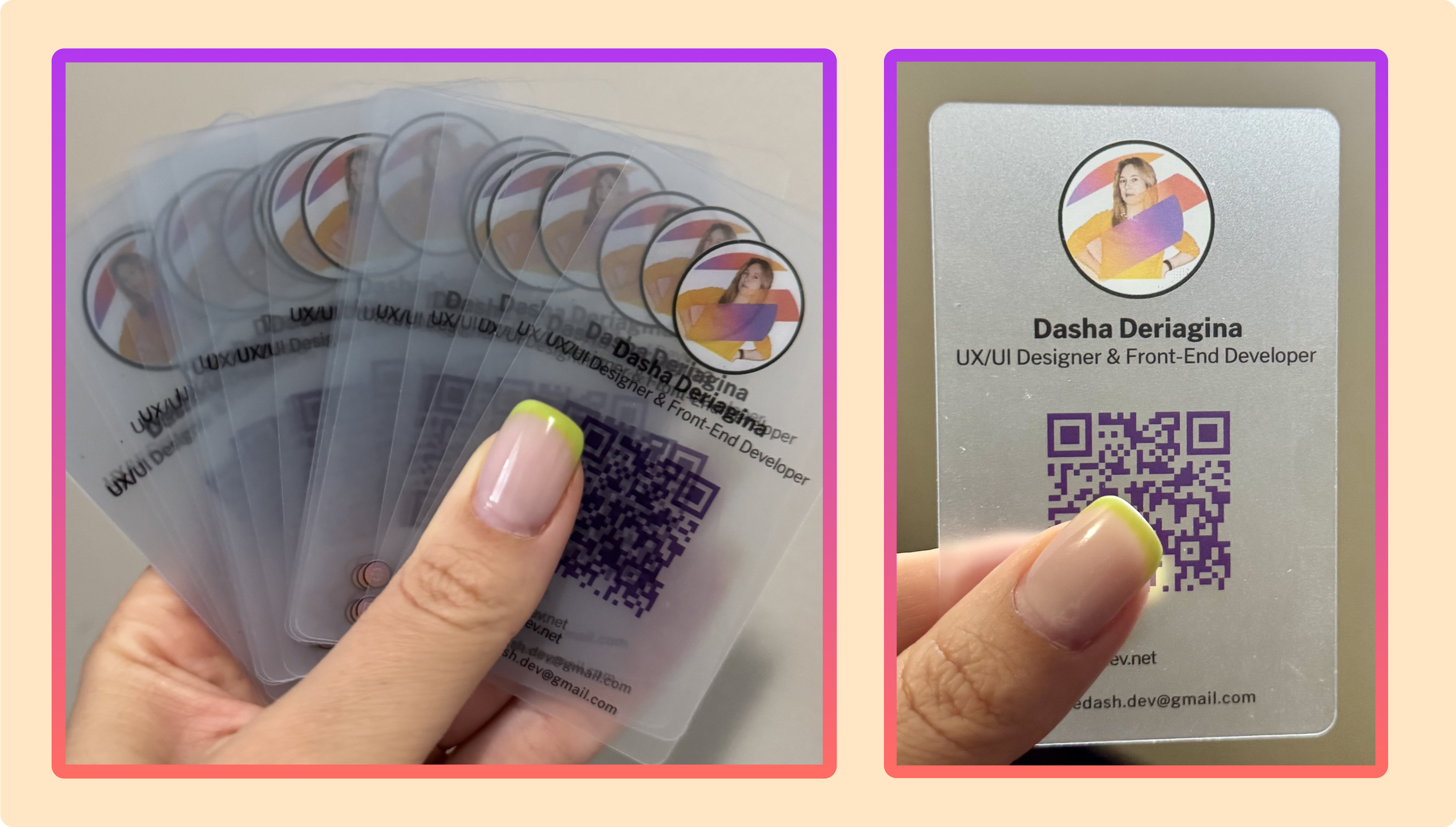 Printed QR cards in hand