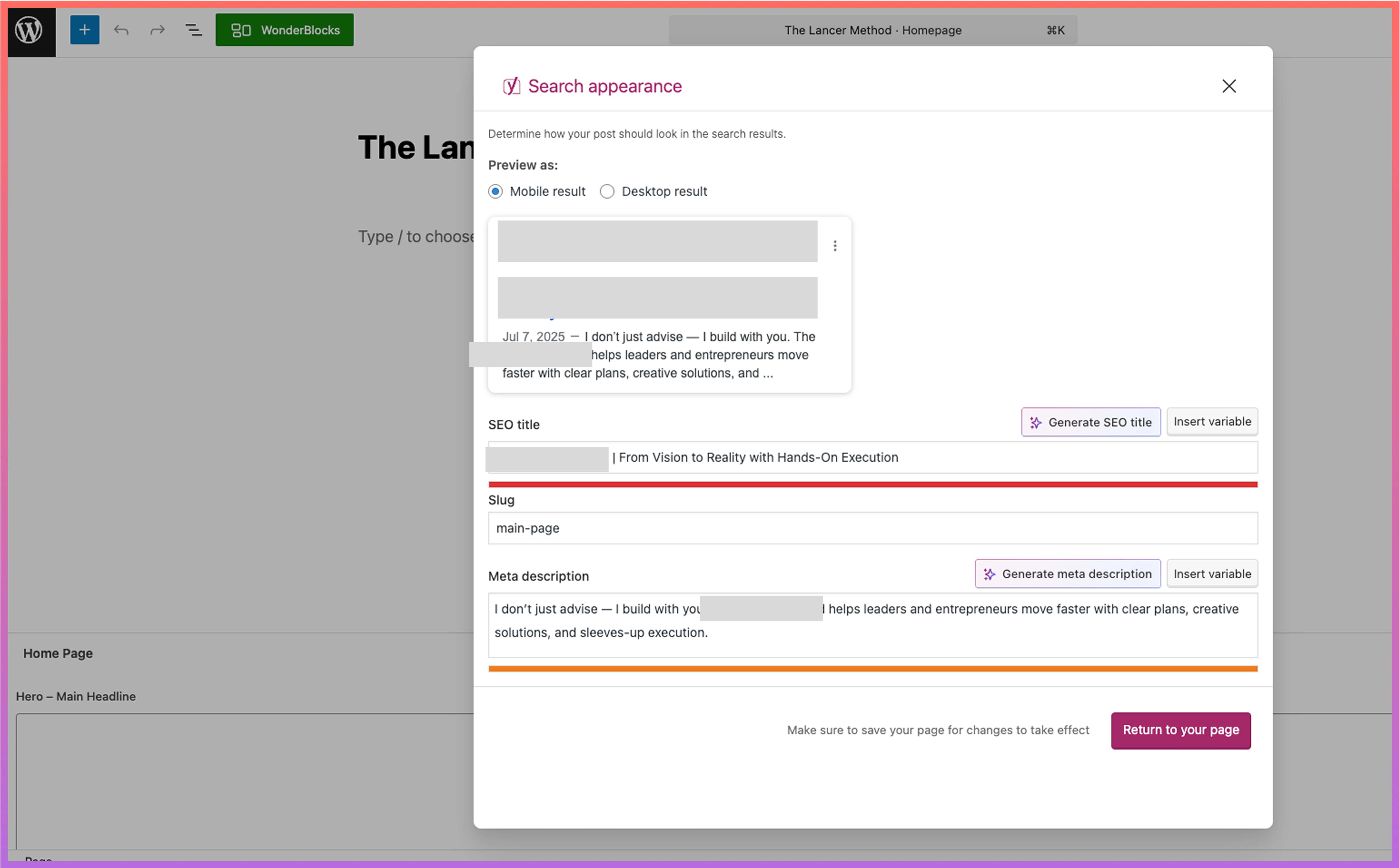 Yoast SEO meta box screenshot